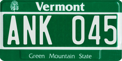 VT license plate ANK045