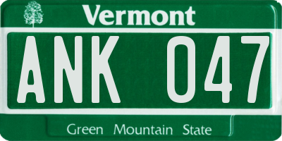 VT license plate ANK047