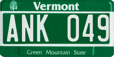 VT license plate ANK049