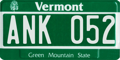 VT license plate ANK052