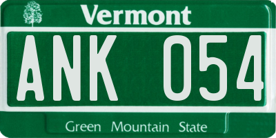 VT license plate ANK054