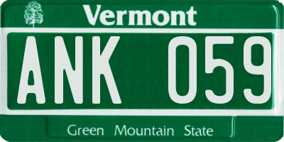 VT license plate ANK059