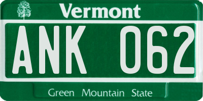 VT license plate ANK062