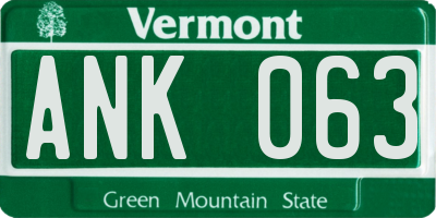 VT license plate ANK063