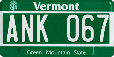 VT license plate ANK067