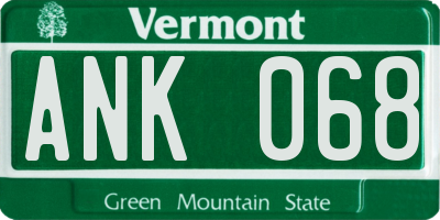 VT license plate ANK068