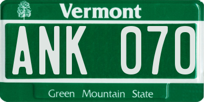 VT license plate ANK070