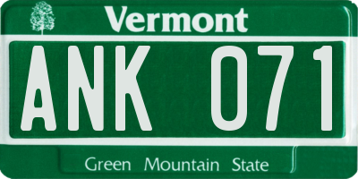 VT license plate ANK071