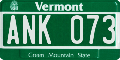 VT license plate ANK073