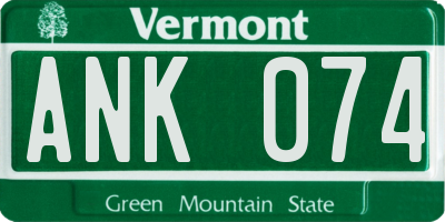 VT license plate ANK074