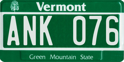 VT license plate ANK076
