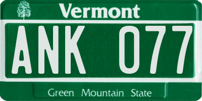 VT license plate ANK077