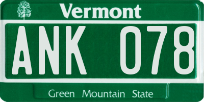 VT license plate ANK078