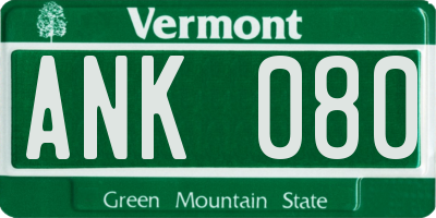 VT license plate ANK080