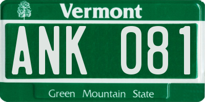 VT license plate ANK081