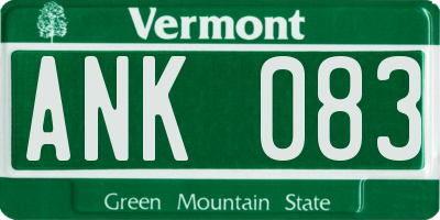VT license plate ANK083