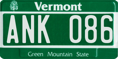 VT license plate ANK086
