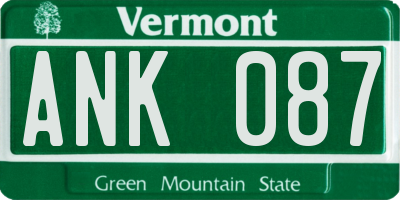 VT license plate ANK087