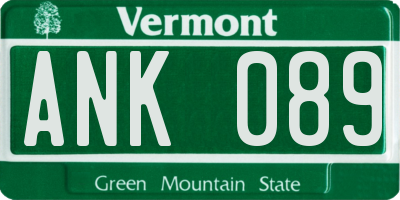 VT license plate ANK089