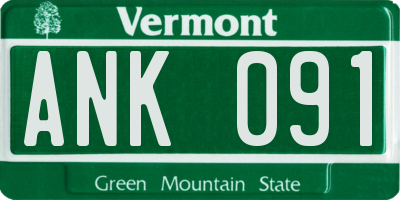 VT license plate ANK091