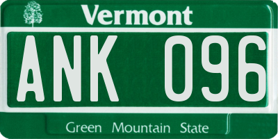 VT license plate ANK096