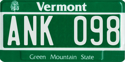 VT license plate ANK098
