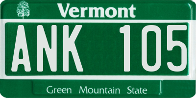 VT license plate ANK105