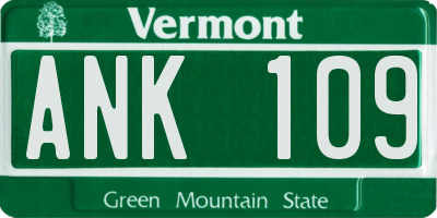 VT license plate ANK109