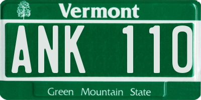 VT license plate ANK110