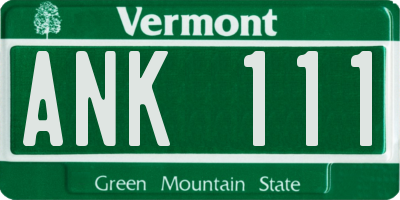 VT license plate ANK111