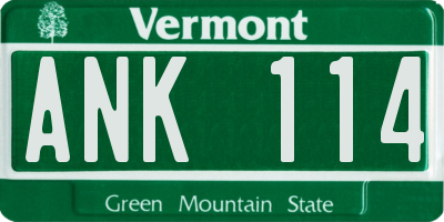 VT license plate ANK114