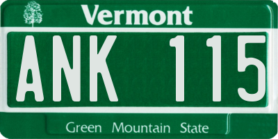 VT license plate ANK115