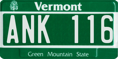 VT license plate ANK116