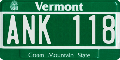 VT license plate ANK118