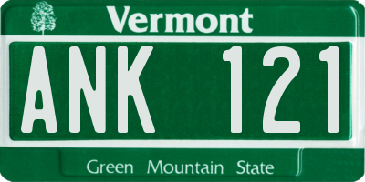 VT license plate ANK121