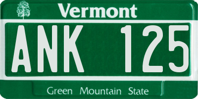 VT license plate ANK125