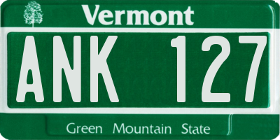VT license plate ANK127