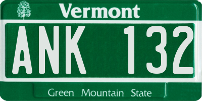VT license plate ANK132