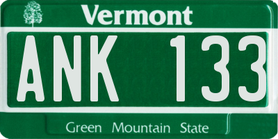 VT license plate ANK133
