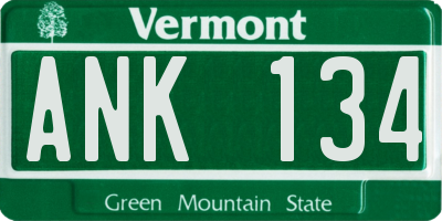 VT license plate ANK134