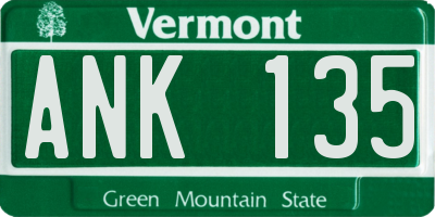 VT license plate ANK135