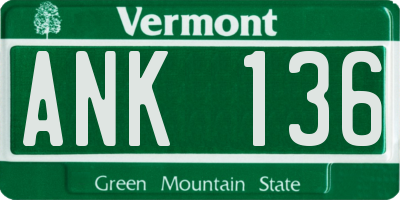 VT license plate ANK136