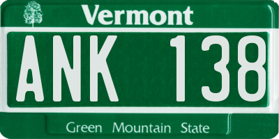 VT license plate ANK138