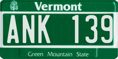 VT license plate ANK139