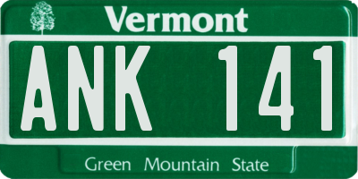 VT license plate ANK141