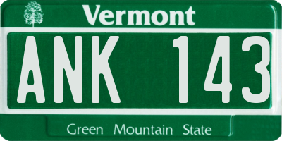 VT license plate ANK143