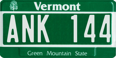 VT license plate ANK144