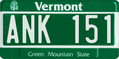 VT license plate ANK151