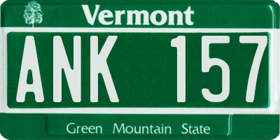 VT license plate ANK157