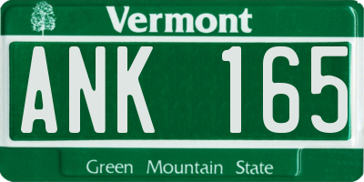 VT license plate ANK165